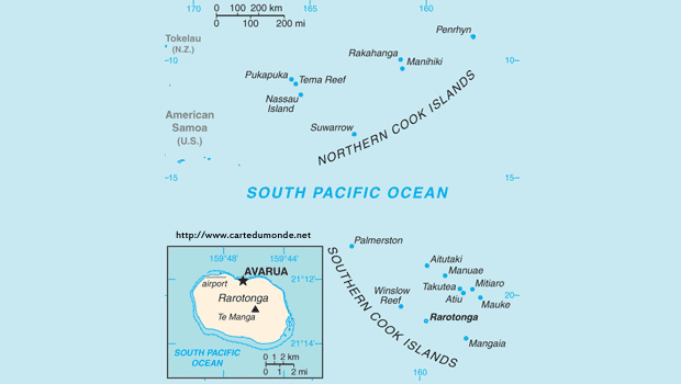 Mapa Wyspy Cooka