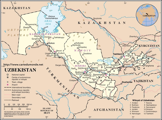 Mapa Uzbekistan