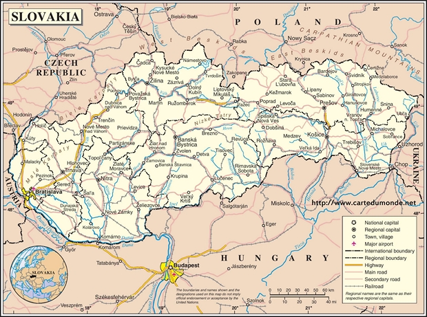 Mapa Słowacja