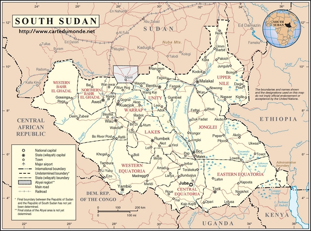 Mapa Sudan Południowy