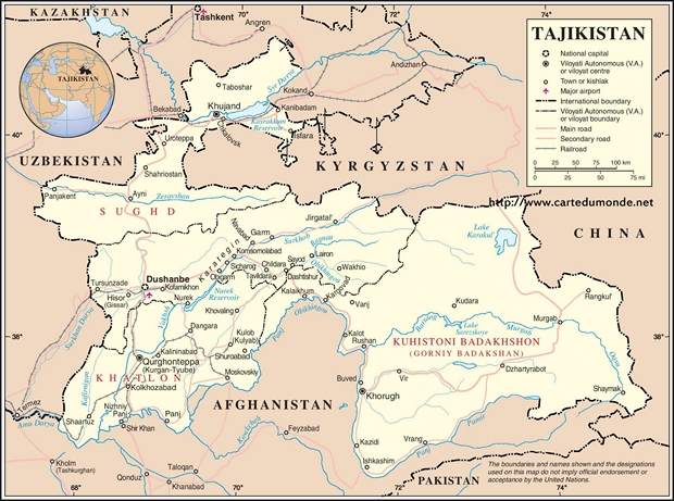 Mapa Tadżykistan