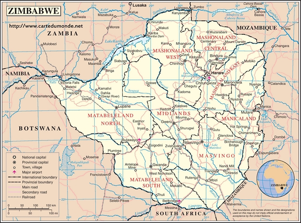 Mapa Zimbabwe